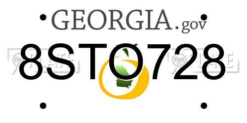8STO728 Georgia License Plate
