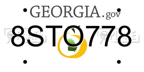 8STO778 Georgia License Plate
