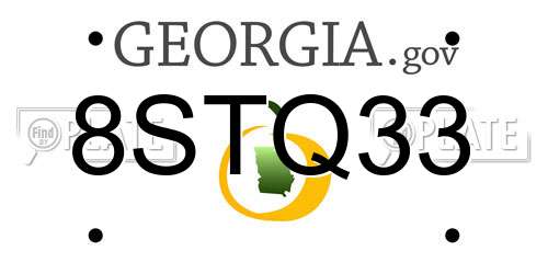 8STQ33 Georgia License Plate