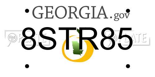 8STR85 Georgia License Plate