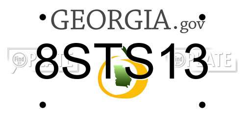 8STS13 Georgia License Plate