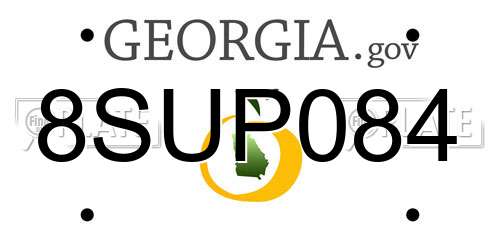 8SUP084 Georgia License Plate
