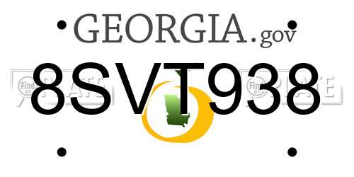 8SVT938 Georgia License Plate