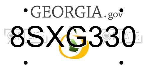 8SXG330 Georgia License Plate