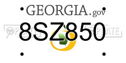 8SZ850 Georgia License Plate