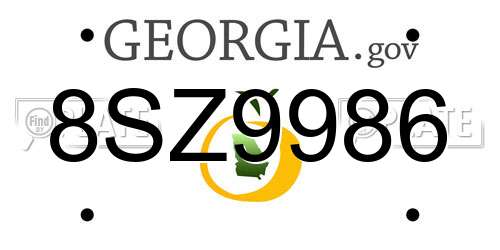 8SZ9986 Georgia License Plate