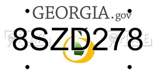 8SZD278 Georgia License Plate
