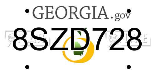 8SZD728 Georgia License Plate
