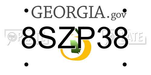 8SZP38 Georgia License Plate