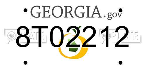 8T02212 Georgia License Plate