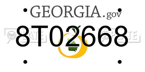 8T02668 Georgia License Plate