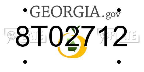 8T02712 Georgia License Plate