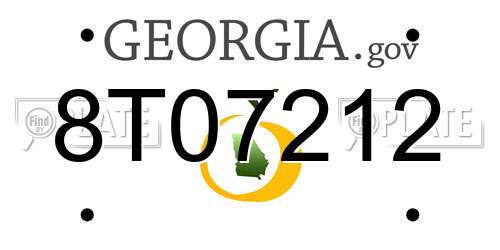 8T07212 Georgia License Plate