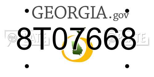 8T07668 Georgia License Plate