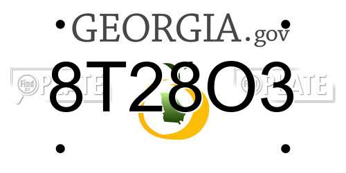 8T28O3 Georgia License Plate