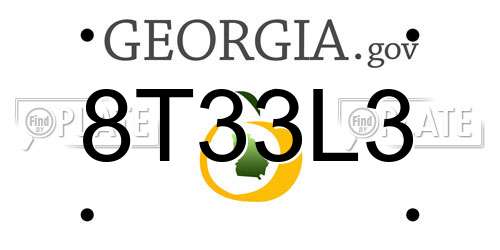 8T33L3 Georgia License Plate