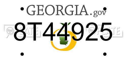 8T44925 Georgia License Plate