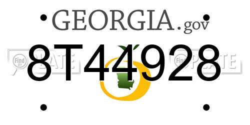 8T44928 Georgia License Plate
