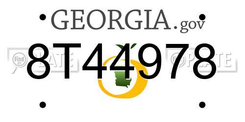 8T44978 Georgia License Plate