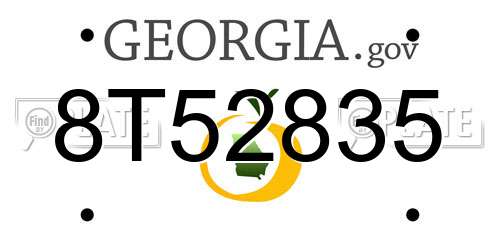 8T52835 Georgia License Plate