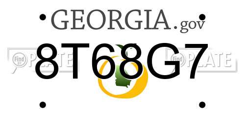 8T68G7 Georgia License Plate