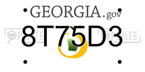 8T75D3 Georgia License Plate