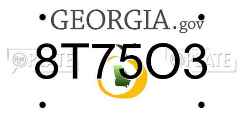 8T75O3 Georgia License Plate