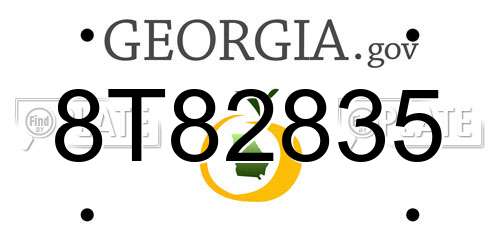8T82835 Georgia License Plate