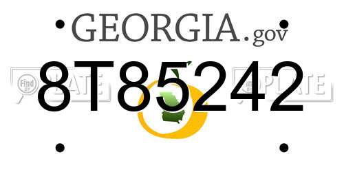 8T85242 Georgia License Plate