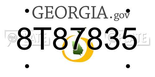 8T87835 Georgia License Plate