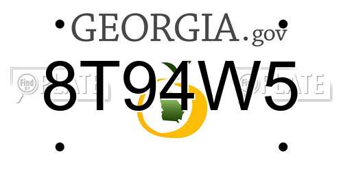 8T94W5 Georgia License Plate