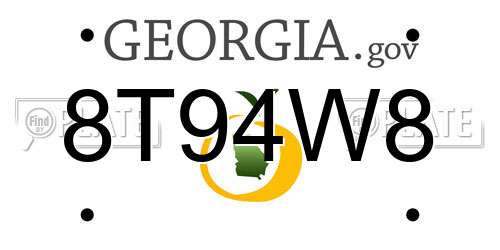 8T94W8 Georgia License Plate