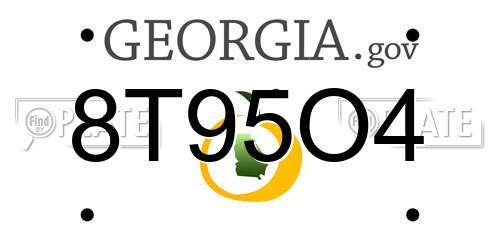 8T95O4 Georgia License Plate