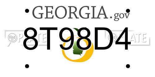 8T98D4 Georgia License Plate