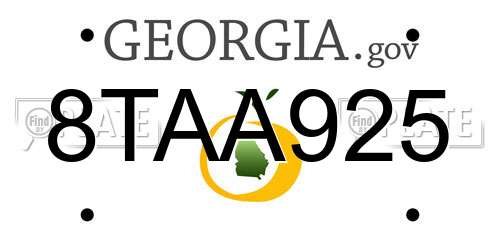 8TAA925 Georgia License Plate