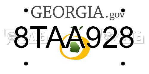 8TAA928 Georgia License Plate