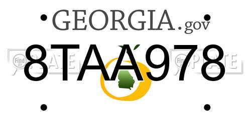 8TAA978 Georgia License Plate