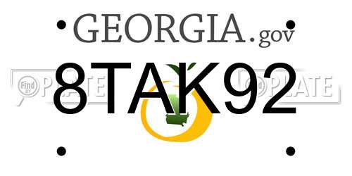 8TAK92 Georgia License Plate