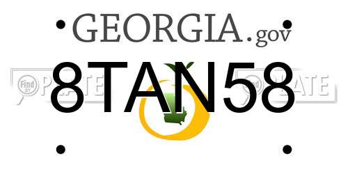 8TAN58 Georgia License Plate