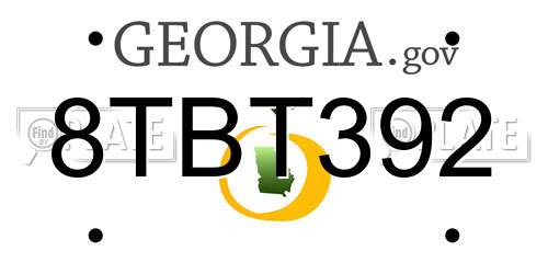 8TBT392 Georgia License Plate