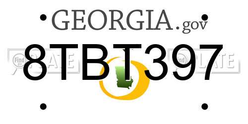8TBT397 Georgia License Plate