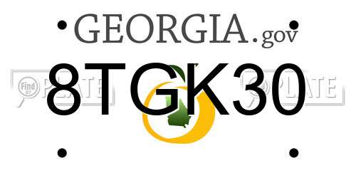 8TGK30 Georgia License Plate
