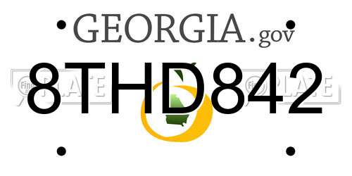 8THD842 Georgia License Plate