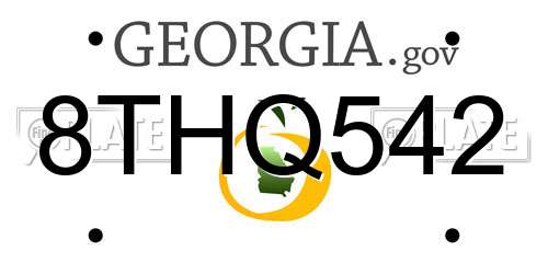 8THQ542 Georgia License Plate