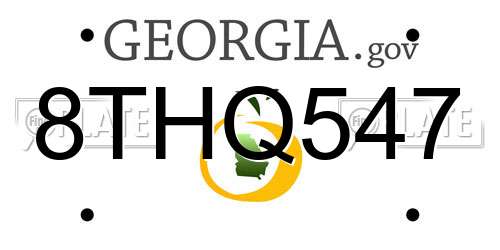 8THQ547 Georgia License Plate
