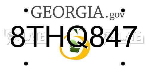 8THQ847 Georgia License Plate