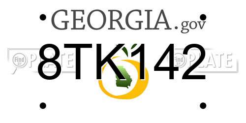 8TK142 Georgia License Plate