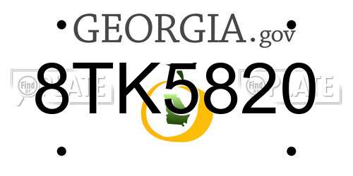 8TK5820 Georgia License Plate