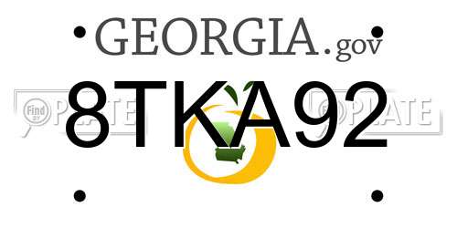 8TKA92 Georgia License Plate