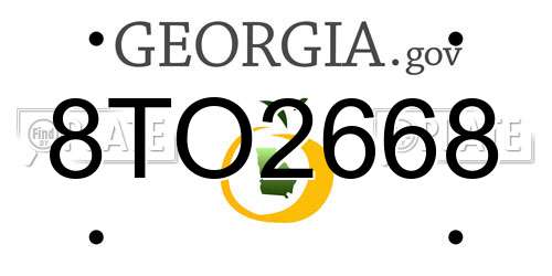 8TO2668 Georgia License Plate